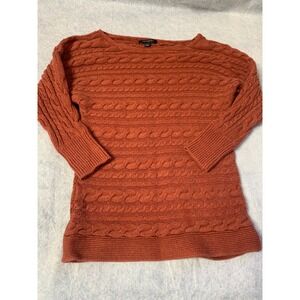 Banana Republic Cable Knit Sweater Women's Small Orange Pullover Knitwear Casual